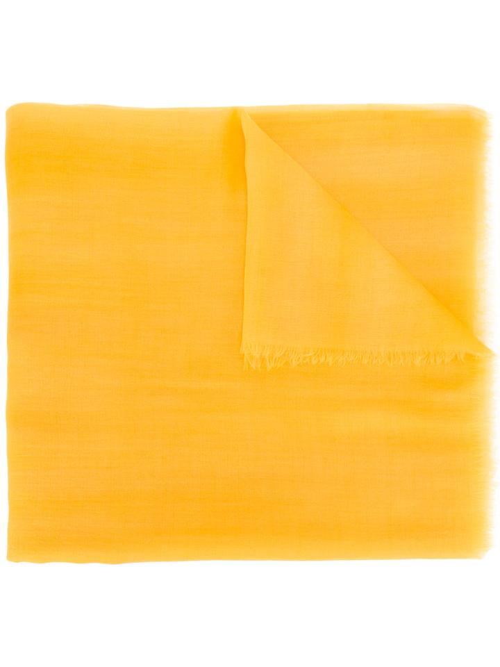 Loro Piana Frayed Scarf, Women's, Yellow/orange, Cashmere