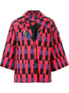Ktz Lipstick Print Oversized Jacket, Women's, Size: Xs, Red, Cotton