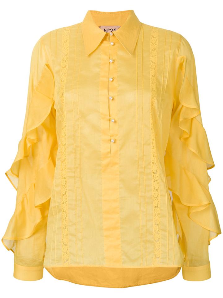No21 Ruffled Sleeve Blouse - Yellow & Orange