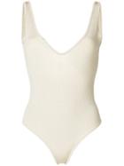 Mrz Deep V-neck Bodysuit - Nude & Neutrals