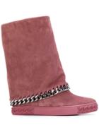 Casadei Concealed Platform Chain Boots - Pink & Purple