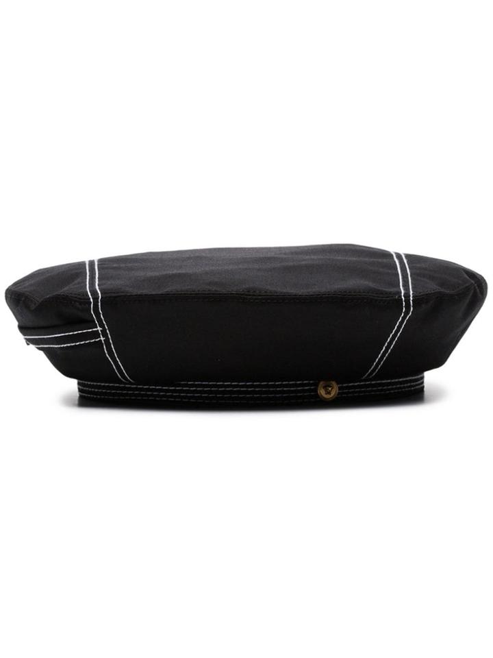 Versace Black Logo-embroidered Cotton Beret
