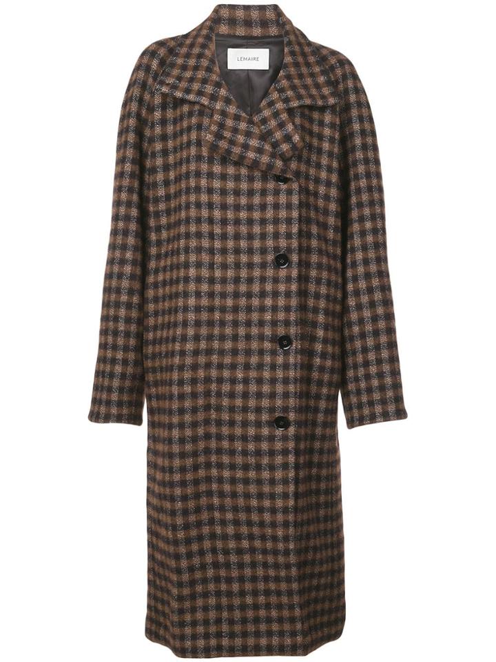 Lemaire Plaid Double-breasted Coat - Brown