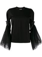 Comme Des Garçons Noir Kei Ninomiya Tulle-sleeve Crewneck Top - Black