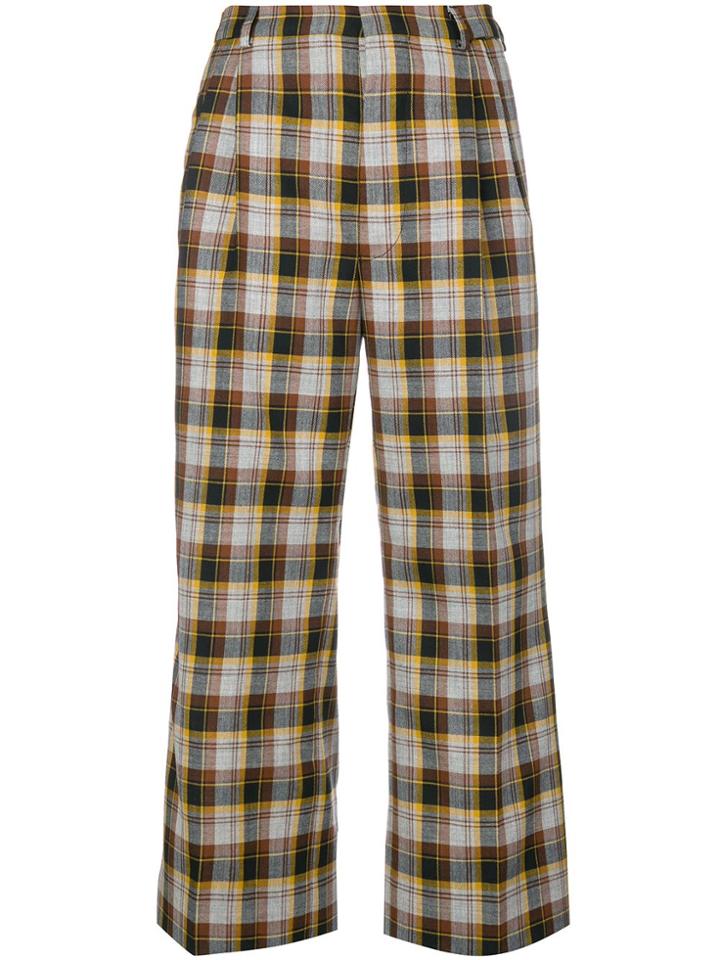 Miu Miu Cropped Plaid Trousers - Black