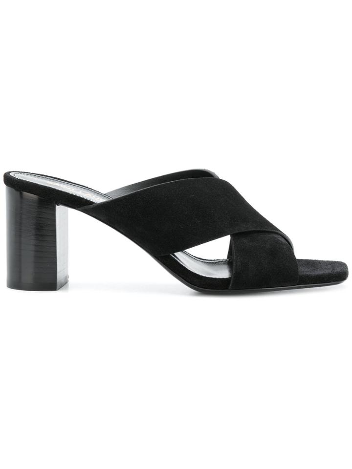 Saint Laurent Crossover Strap Mules - Black
