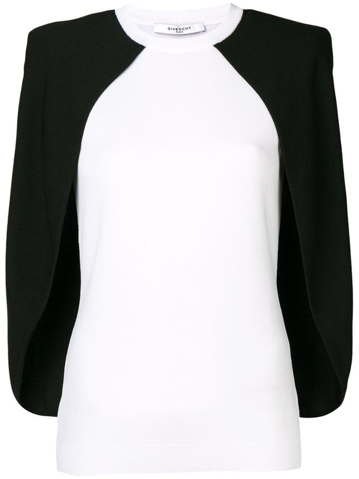 Givenchy Two Tone Cape Blouse - White