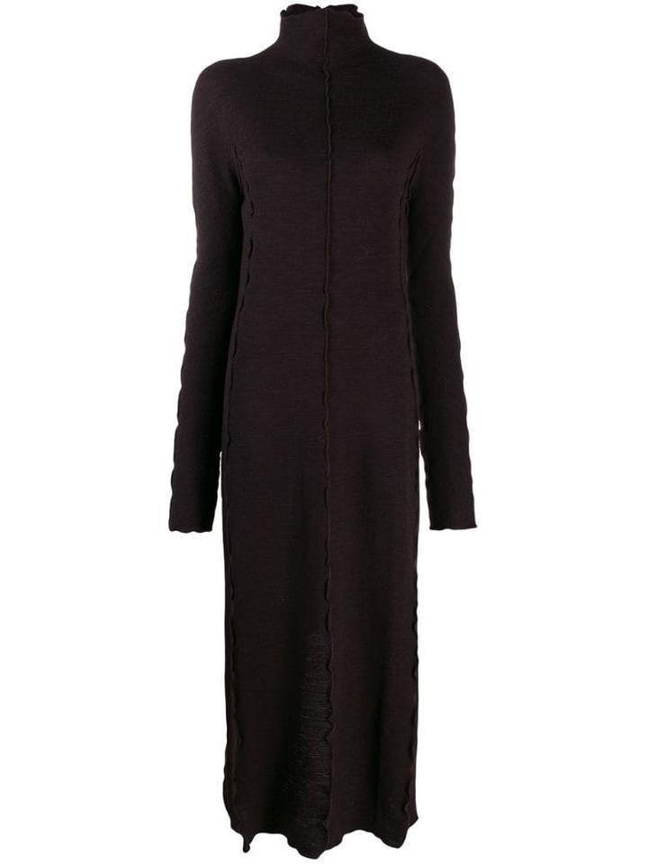 Jil Sander Knitted Seam Detail Dress - Brown