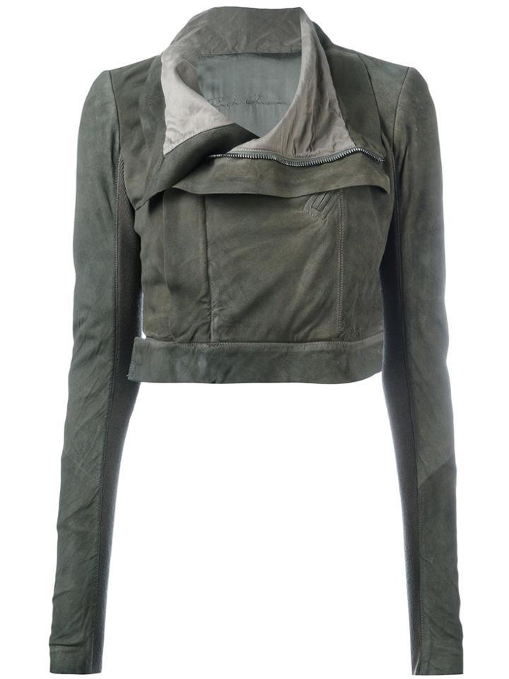 Rick Owens Cropped Biker Jacket - Green