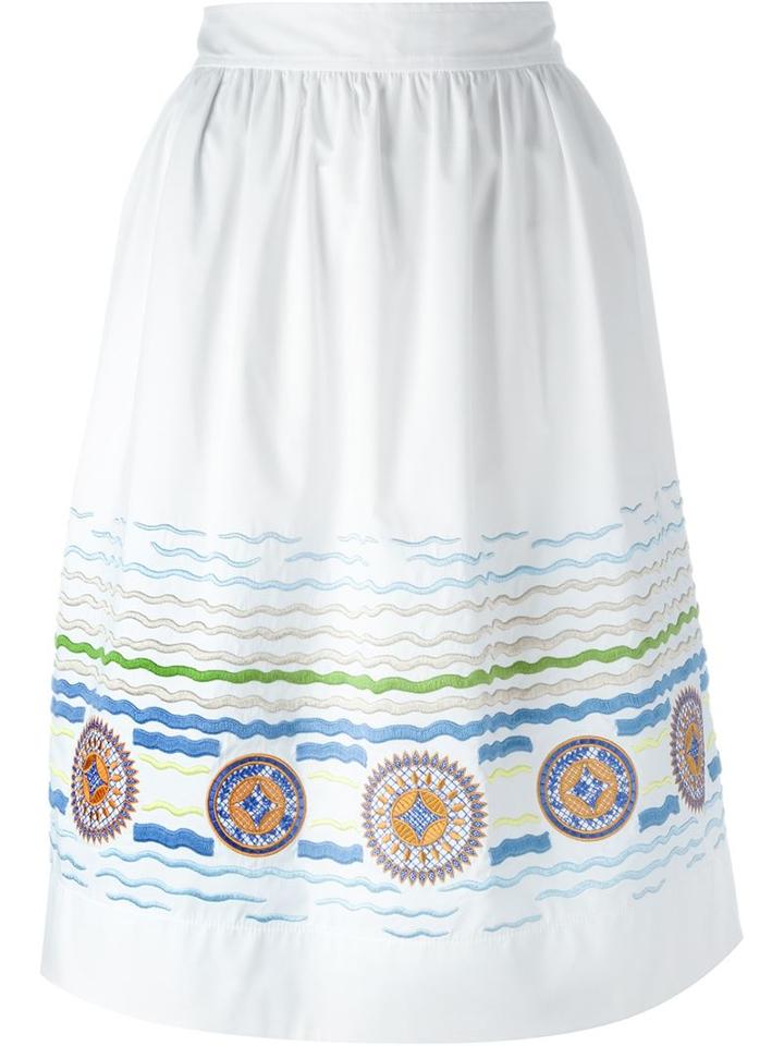 Peter Pilotto 'iris' Skirt, Women's, Size: 10, White, Cotton/spandex/elastane/polyimide
