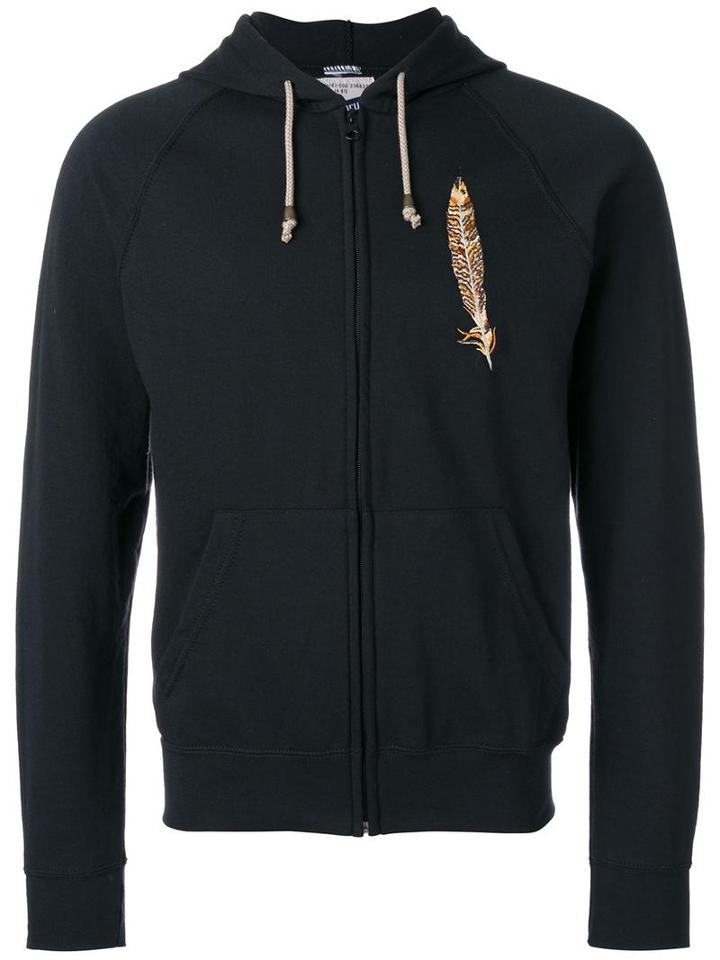 History Repeats Embroidered Zipped Hoodie, Men's, Size: Medium, Black, Cotton/polyester
