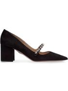 Miu Miu Suede Mary Jane Pumps - Black