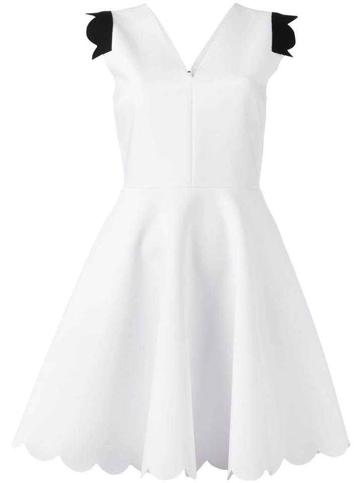 Msgm Contrast Pleated Dress, Women's, Size: 40, White, Polyester/spandex/elastane/viscose