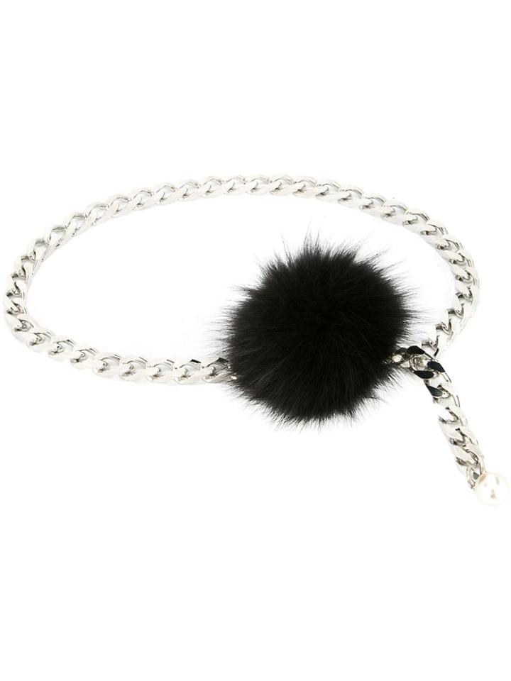 Ingie Paris Pompom Detail Chain Belt - Metallic