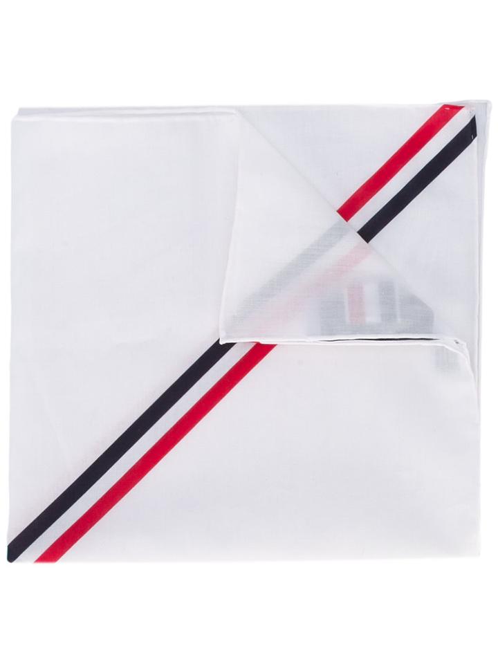 Thom Browne - Striped Scarf - Men - Cotton - One Size, White, Cotton