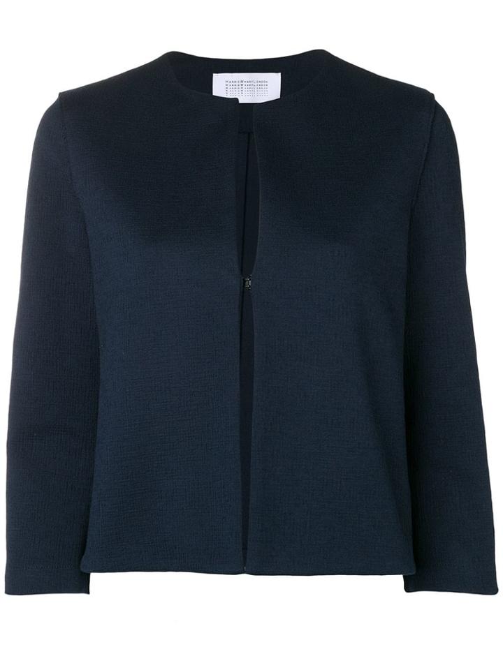 Harris Wharf London Collarless Cropped Jacket - Blue