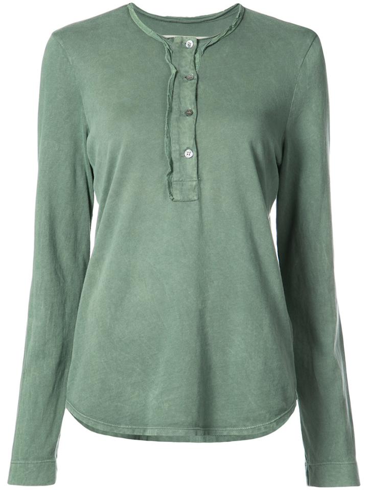 Raquel Allegra Bowie Henley Blouse - Green