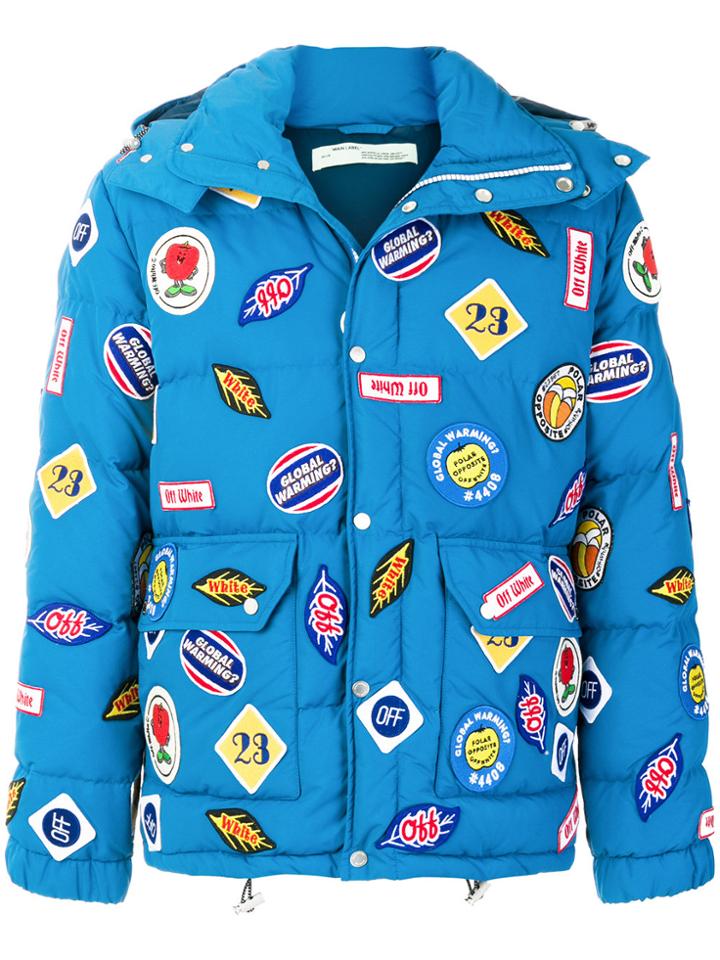 Off-white Patches Padded Jacket - Blue
