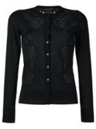 Dolce & Gabbana Lace Detail Cardigan, Women's, Size: 44, Black, Cashmere/silk/cotton/nylon