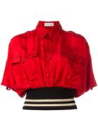 Faith Connexion Cropped Shirt, Women's, Size: Medium, Red, Acrylic/polyamide/spandex/elastane/silk