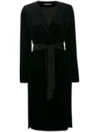 Alberta Ferretti Velvet Wrap-effect Dress - Black