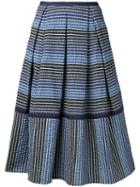 Erdem - Striped Midi Skirt - Women - Silk/cotton/spandex/elastane/polyimide - 8, Blue, Silk/cotton/spandex/elastane/polyimide