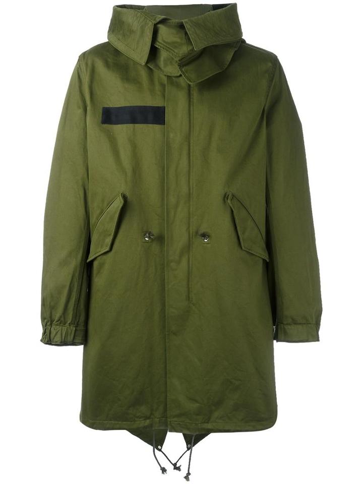 Givenchy Wings Print Parka Coat, Men's, Size: 52, Green, Cotton