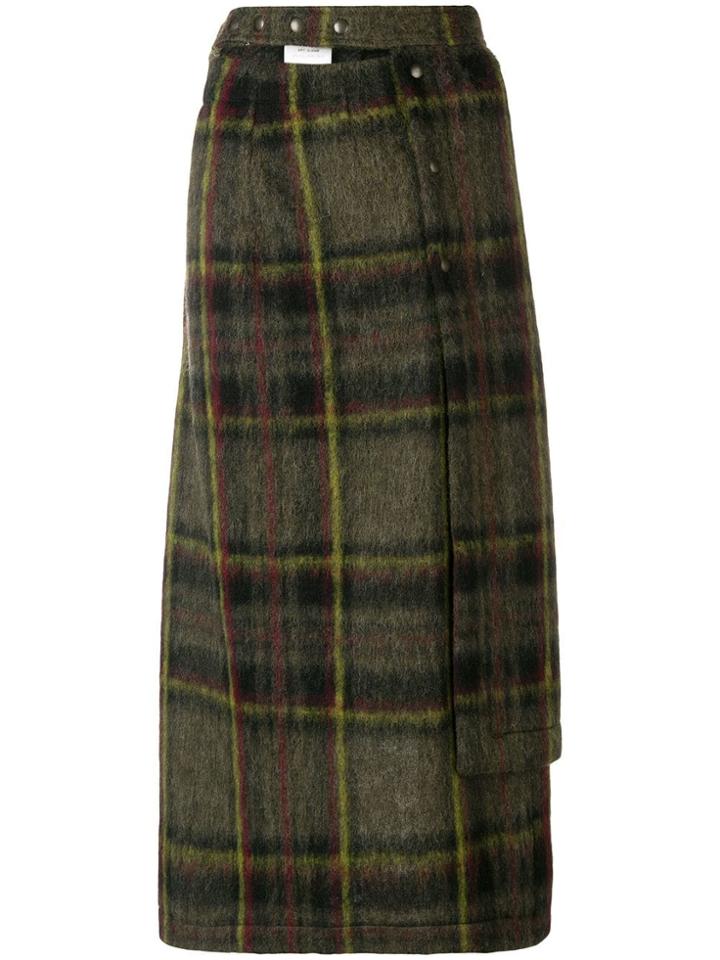 Marios Asymmetric Tartan Skirt - Green