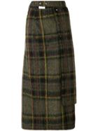 Marios Asymmetric Tartan Skirt - Green