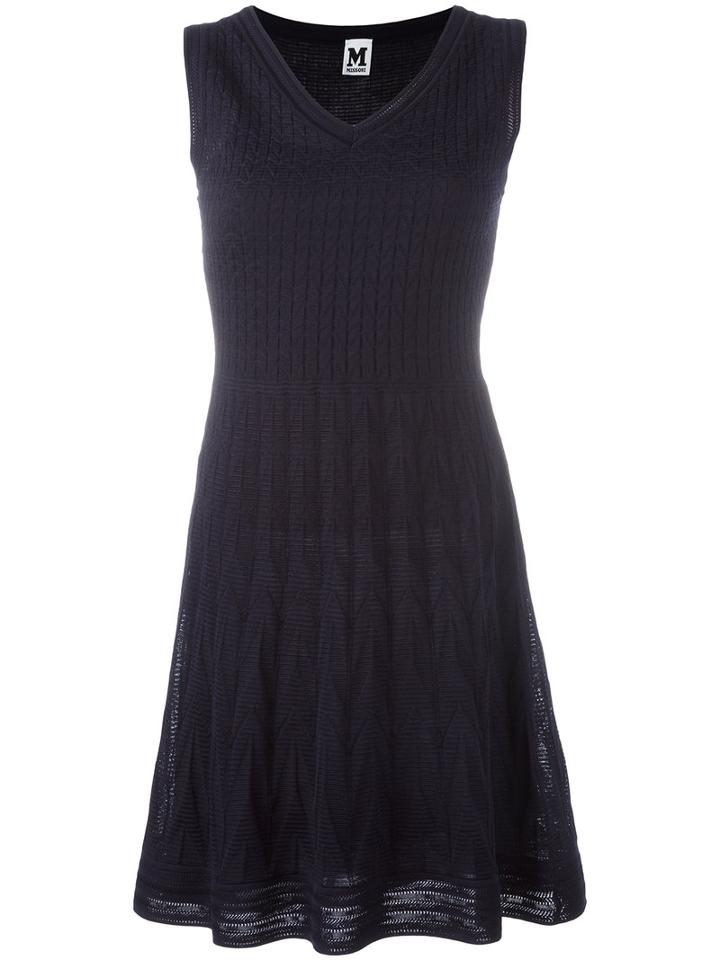 M Missoni Knitted Mini Dress, Women's, Size: 42, Blue, Cotton/viscose/polyester