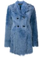 Rochas Shearling Coat, Women's, Size: 38, Blue, Lamb Skin/lamb Fur