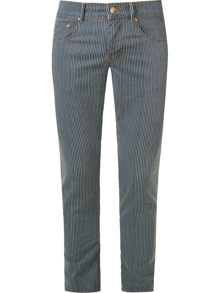 Amapô Striped Skinny Trousers, Men's, Size: 40, Blue, Cotton/spandex/elastane