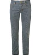 Amapô Striped Skinny Trousers, Men's, Size: 40, Blue, Cotton/spandex/elastane