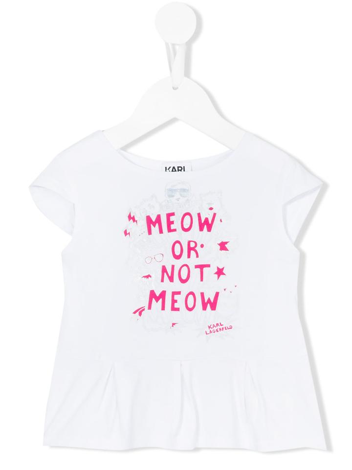 Karl Lagerfeld Kids - Meow T-shirt - Kids - Spandex/elastane/viscose - 24 Mth, Toddler Girl's, White