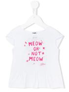 Karl Lagerfeld Kids - Meow T-shirt - Kids - Spandex/elastane/viscose - 24 Mth, Toddler Girl's, White