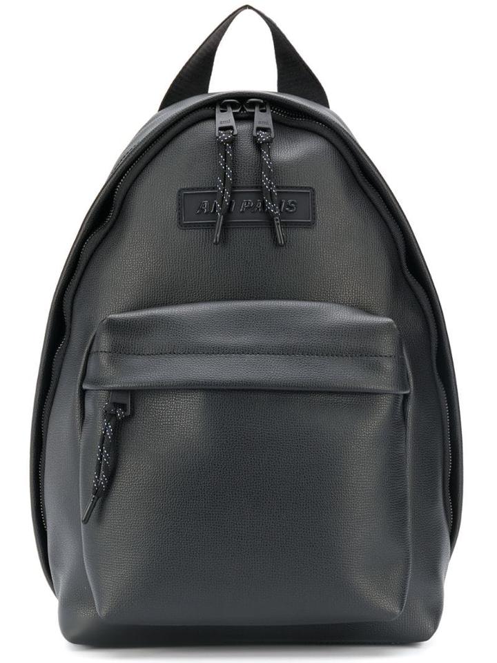 Ami Paris Logo Patch Backpack - Black