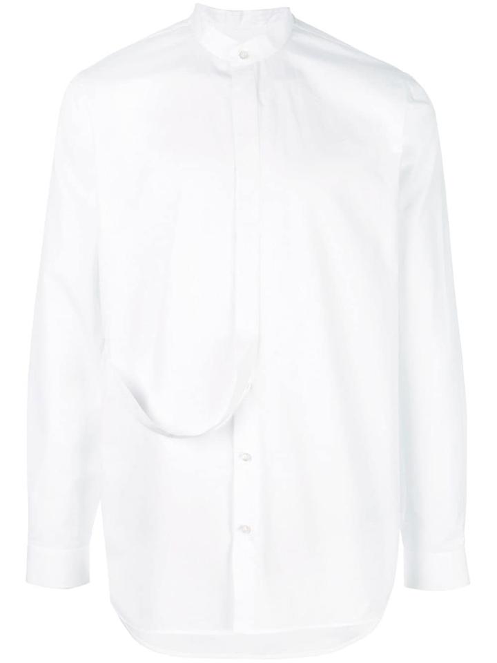 Jil Sander Draped Detail Collarless Shirt - White