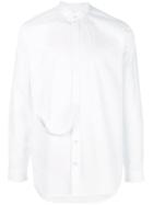 Jil Sander Draped Detail Collarless Shirt - White