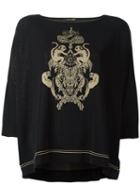 Roberto Cavalli Monkey Intarsia Jumper, Women's, Size: 44, Black, Polyester/viscose