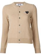 Comme Des Garçons Play Embroidered Heart Cardigan, Women's, Size: Medium, Nude/neutrals, Wool