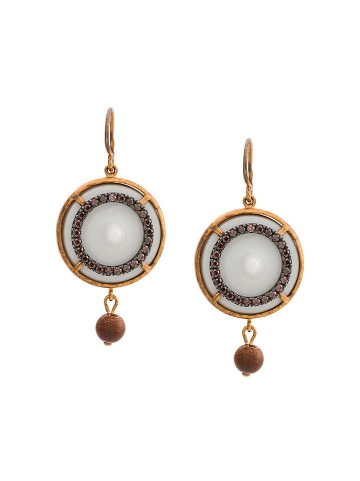 Bottega Veneta Embellished Pendant Earrings - Metallic