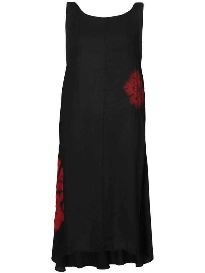 Y's Printed Sleeveless Trapeze Hem Midi Dress - Black