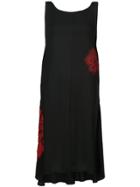 Y's Printed Sleeveless Trapeze Hem Midi Dress - Black