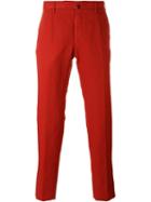 Incotex Slim Fit Trousers, Men's, Size: 54, Red, Linen/flax/cotton