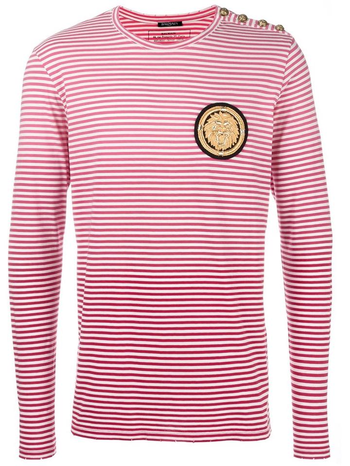 Balmain Striped Degradé T-shirt, Men's, Size: Large, Red, Cotton