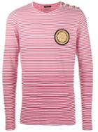 Balmain Striped Degradé T-shirt, Men's, Size: Large, Red, Cotton