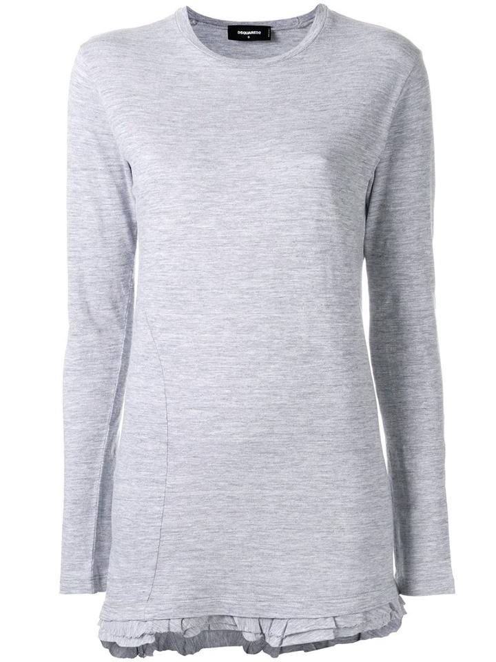 Dsquared2 Oversize Ruffled Hem T-shirt, Women's, Size: Small, Grey, Cotton/viscose