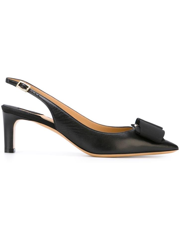 Salvatore Ferragamo Gardenia Pumps, Women's, Size: 39.5, Black, Calf Leather/leather