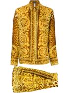 Versace Vintage Baroque Print Skirt Suit - Yellow & Orange