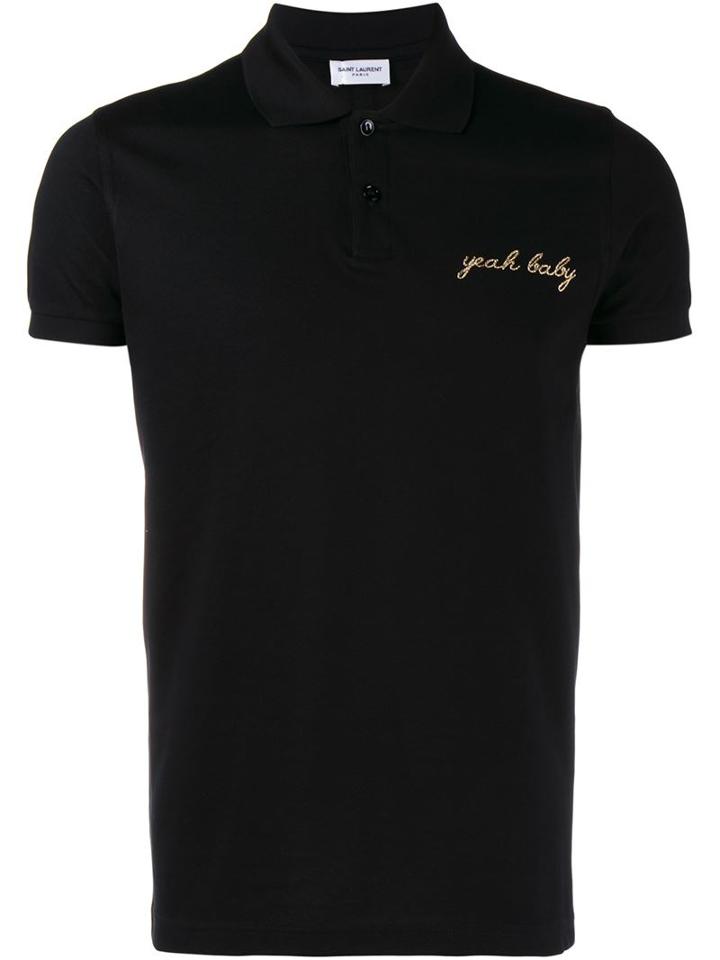 Saint Laurent Yeah Baby Polo Shirt, Men's, Size: Xl, Black, Cotton